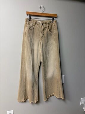 Pilcro Tan High-Rise Wide-Leg Jeans